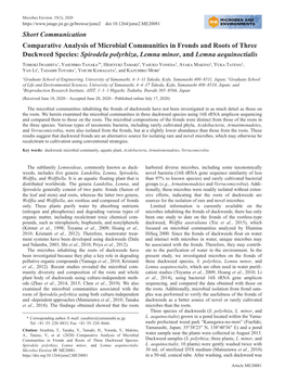 Comparative Analysis of Microbial Communities in Fronds and Roots