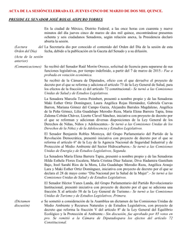 Acta De La Sesióncelebrada El Jueves Cinco De Marzo De Dos Mil Quince