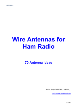 Wire Antennas for Ham Radio