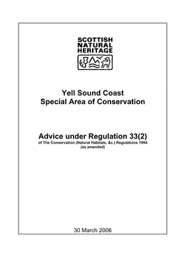 Yell Sound Coast Special Area of Conservation Advice Under
