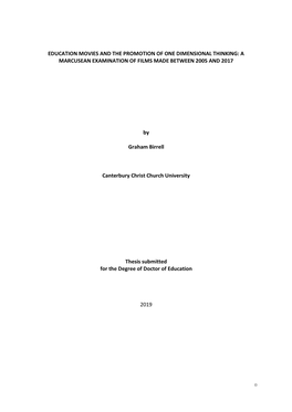 Education Movies and the Promotion of One Dimensional Thinking: a Marcusean Examination of Films Made Between 2005 and 2017