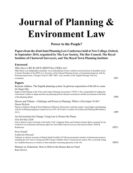 Journal of Planning & Environment