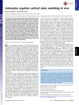 Astrocytes Regulate Cortical State Switching in Vivo PNAS PLUS