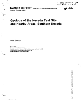 Geology of the Nevada Test Site and Nearby Areas, Southern Nevada