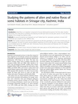 Studying the Patterns of Alien and Native Floras of Some Habitats in Srinagar City, Kashmir, India