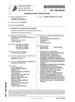 Reboxetine for Treating Migraine Headaches Reboxetin Zur Behandlung Von Migränekopfschmerzen Reboxétine Pour Traiter Les Migraines