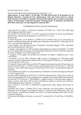 Decreto Del Presidente Della Giunta Regionale 4 Marzo 2015, N