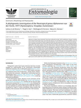 A Phylogenetic Investigation of the Neotropical Genus Alphamenes Van