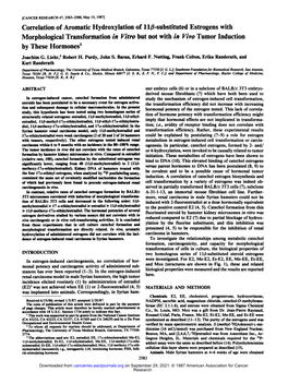 Correlation of Aromatic Hydroxylation of Llãÿ-Substitutedestrogens With