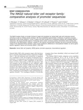 The NKG2 Natural Killer Cell Receptor Family: Comparative Analysis of Promoter Sequences