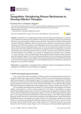 Tauopathies: Deciphering Disease Mechanisms to Develop Effective Therapies