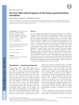 The First 1000 Cultured Species of the Human Gastrointestinal Microbiota