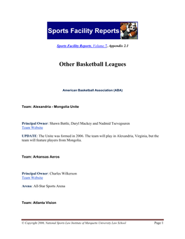 Other Basketball Leagues