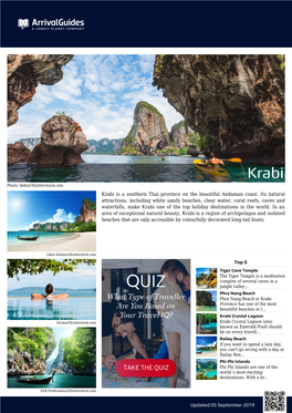 Updated 05 September 2019 Krabi Is a Southern Thai Province on The
