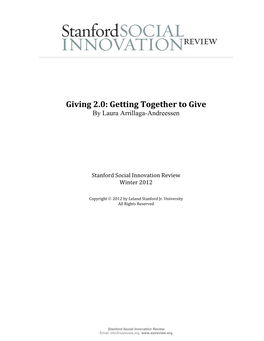 Giving 2.0: Getting Together to Give by Laura Arrillaga-Andreessen