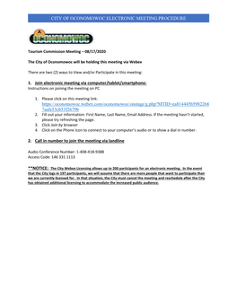 City of Oconomowoc Electronic Meeting Procedure