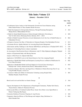 Title Index Volume 23