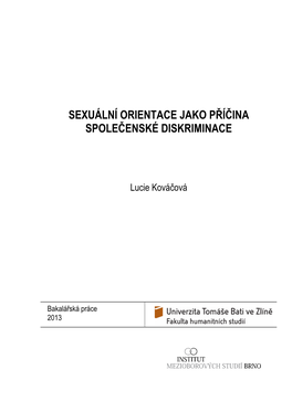 Sexuální Orientace Jako Příčina Společenské Diskriminace