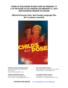 CHILD's POSE a Film by Calin Peter Netzer CAST