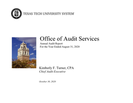 Office of Audit Services Annual Audit Report for the Year Ended August 31, 2020