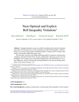 Near-Optimal and Explicit Bell Inequality Violations∗