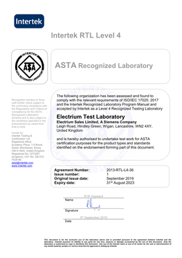 Intertek RTL Level 4
