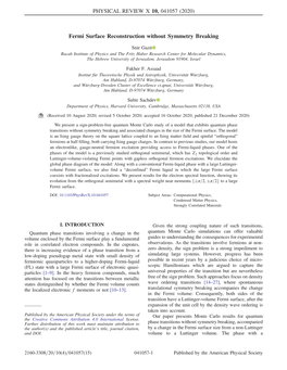 Fermi Surface Reconstruction Without Symmetry Breaking