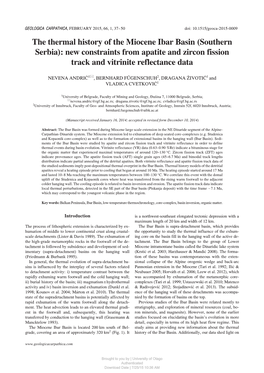 The Thermal History of the Miocene Ibar Basin (Southern Serbia): New Constraints from Apatite and Zircon Fission Track and Vitrinite Reflectance Data