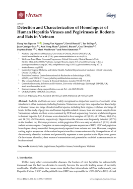 Detection and Characterization of Homologues of Human Hepatitis Viruses and Pegiviruses in Rodents and Bats in Vietnam