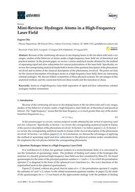 Hydrogen Atoms in a High-Frequency Laser Field