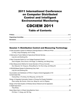 CDCIEM 2011 Table of Contents