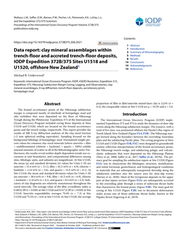 Data Report: Clay Mineral Assemblages Within Trench-Floor and Accreted Trench-Floor Deposits, IODP Expedition 372B/375 Sites U1518 and U1520, Offshore New Zealand