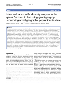 And Interspecific Diversity Analyses in the Genus Eremurus in Iran Using