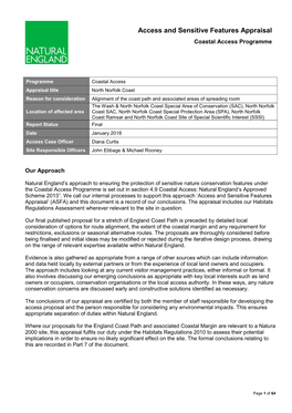 Access and Sensitive Features Appraisal Coastal Access Programme