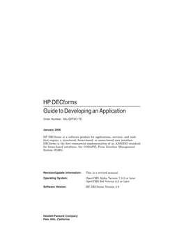 HP Decforms Guide to Developing an Application