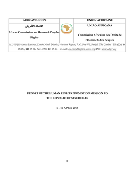 Report of the Human Rights Promotion Mission to the Republic of Seychelles