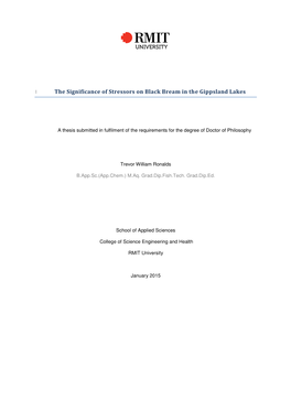 The Significance of Stressors on Black Bream in the Gippsland Lakes