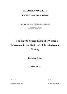 The Way to Seneca Falls: the Women's Movement in the First Half