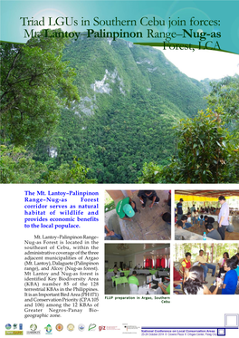 Triad Lgus in Southern Cebu Join Forces: Mt. Lantoy–Palinpinon Range–Nug-As Forest, LCA