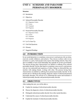 Unit 4 Schizoid and Paranoid Personality Disorder