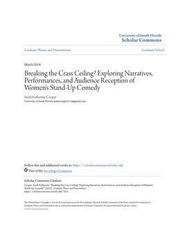 Exploring Narratives, Performances, and Audience Reception of Women's Stand-Up Comedy Sarah Katherine Cooper University of South Florida, Katiecooper111@Gmail.Com