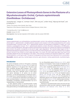 Extensive Losses of Photosynthesis Genes in the Plastome of a Mycoheterotrophic Orchid, Cyrtosia Septentrionalis (Vanilloideae: Orchidaceae)