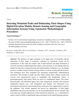 Detecting Mountain Peaks and Delineating Their Shapes Using