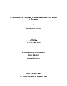 A Cross-Sectional Evaluation of Sodium Consumption by People in Cambodia