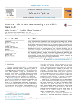 Real-Time Traffic Incident Detection Using a Probabilistic Topic Model