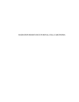 Carbonic Anhydrase 9 and Radiation Resistance in Renal Cell Carcinoma