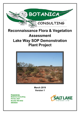 Reconnaissance Flora & Vegetation Assessment Lake Way SOP Demonstration Plant Project