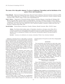 Amblypygi: Charontidae) and the Distribution of the Genera Charon and Stygophrynus