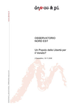 OSSERVATORIO NORD EST Un Popolo Delle Libertà Per Il Veneto?