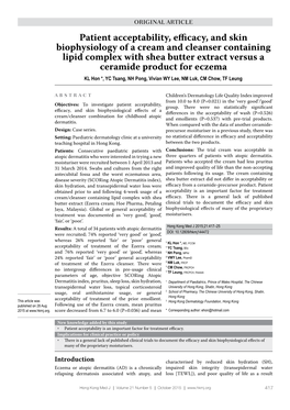 Patient Acceptability, Efficacy, and Skin Biophysiology of a Cream